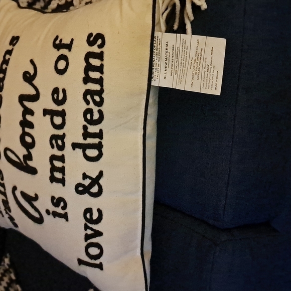 Inspirational Throw Accent cushion HOUSE HOME ivory cotton black raised letters - Picture 5 of 5